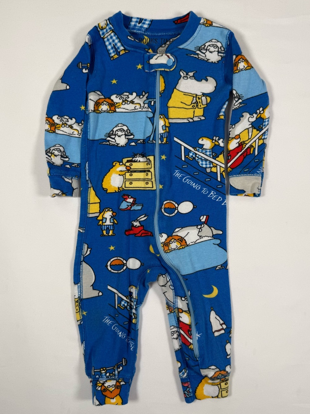 BOOKS TO BED Boys Organic Cotton Pajamas 6-12m Going To Bed Boynton Zip Sleeper